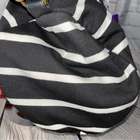 Madden Girl Black White Striped Duffle Bag - Picture 5 of 9